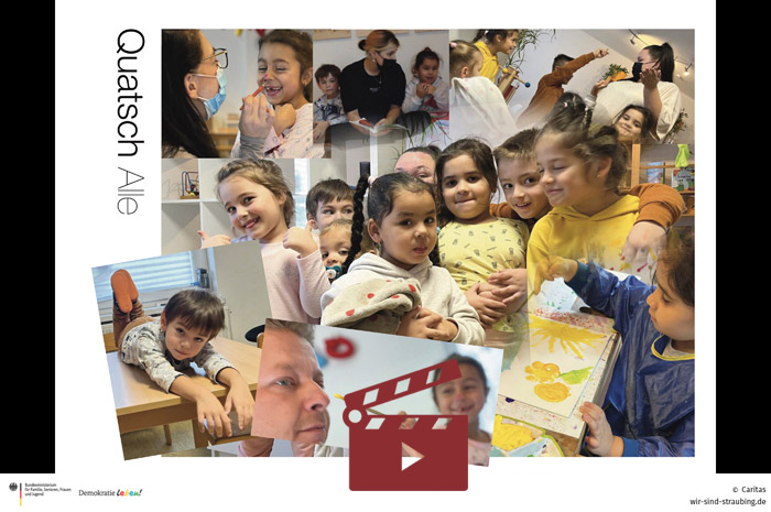 Einen begleitenden Video-Clip zum Projekt „Kinder-Bilder-Wörter-Buch – Demokratie und Werte“ der Caritas Integrativkindergarten Spielstube anzeigen ...